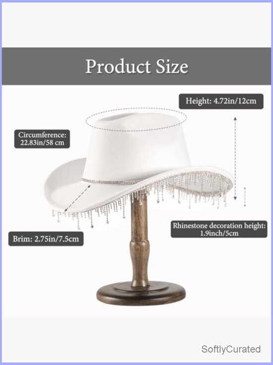 Rhinestone Cowboy Hat Wide Brim Glitter Western Party Hat Medium-Large main image 7